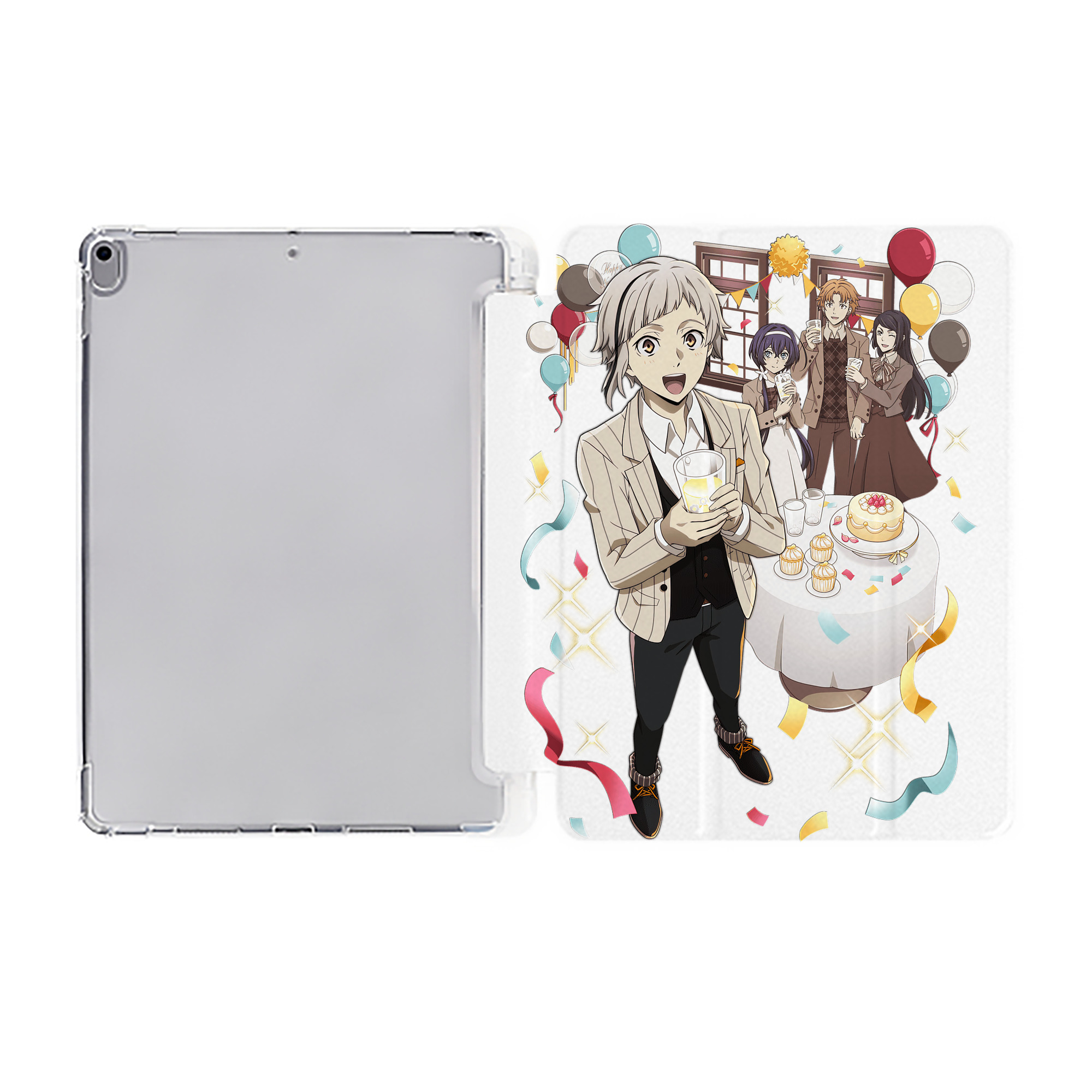 （画像用） 文豪ストレイドッグス Bungo Stray Dogs IPad ケース ペン収納付き 三つ折りスタンド PUレザー×シリコン 対応機種9.5/10.5/10.9インチ